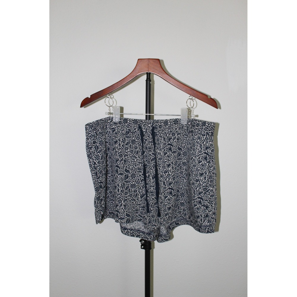 Madewell‎ Navy White Floral Woodcut Drawstring Shorts Women's Large L